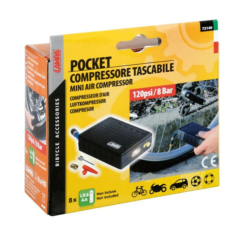 Compresor aer Mini pentru motocicleta si bicicleta cu baterii 8xLR6 AA Lampa